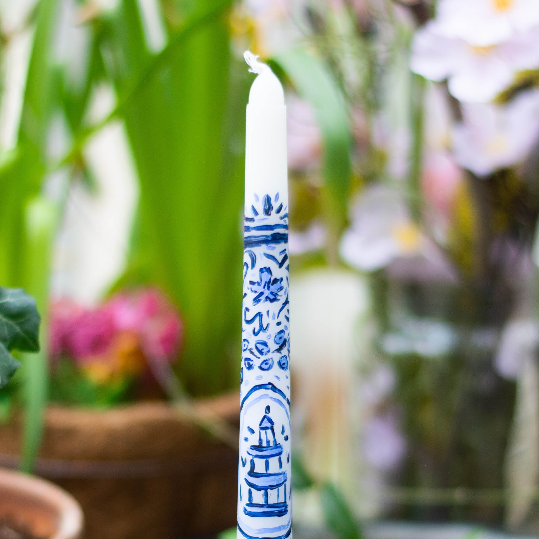 Limited Edition Blue and White Floral Candle